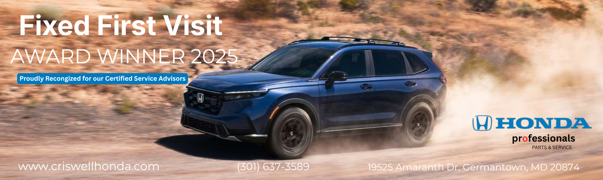 Fixed First Visit Award 2025 - Criswell Honda